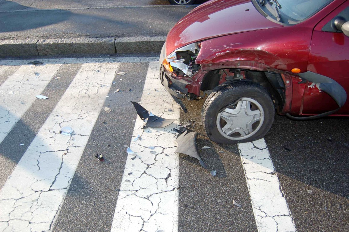 damaged after the side collision in urban area.